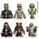 6 Monster Targets 17cm x 17cm